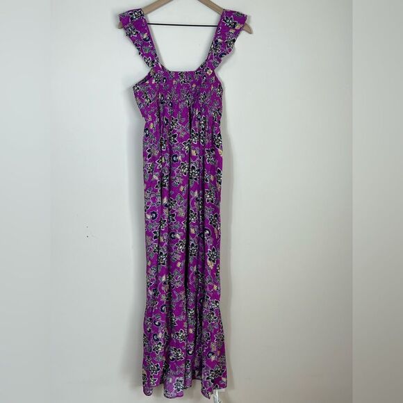 NWT Ann Taylor Loft Ruffle Midi Halter Dress Purple Floral Size 4 - Picture 8 of 12